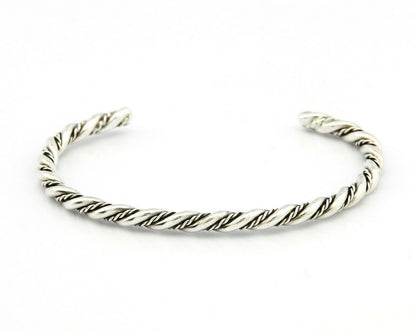 Navajo 4.0 mm Wide 925 Solid Sterling Silver Handmade Hand Stamped Cuff Bracelet