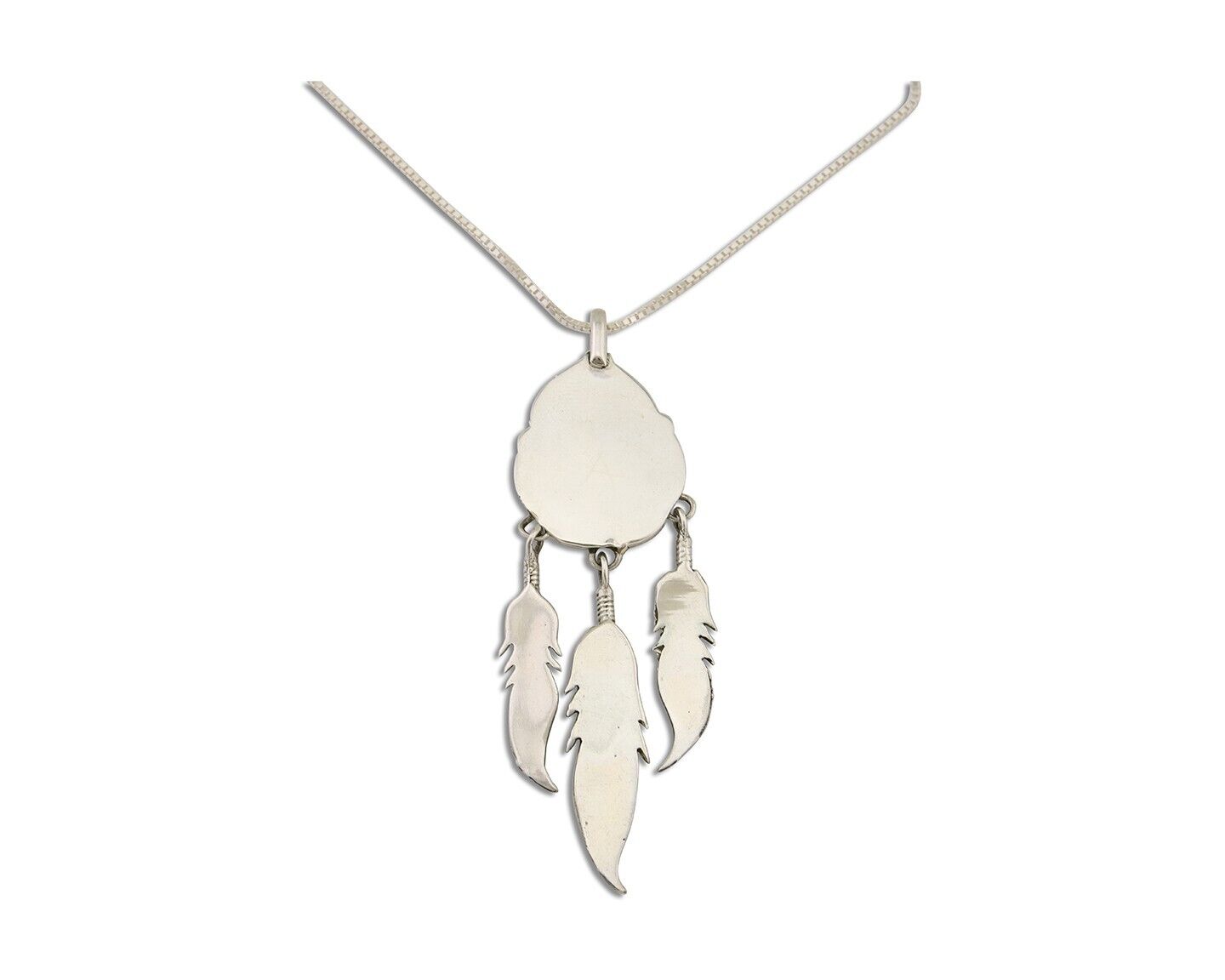 Large Navajo Pendant 925 Silver Natural Malachite Native American Artist C.80's