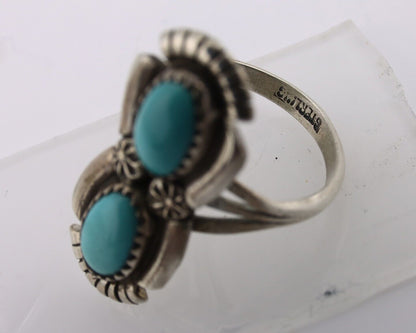 Navajo Ring 925 Silver Natural Blue Turquoise Native American Artist C.80's