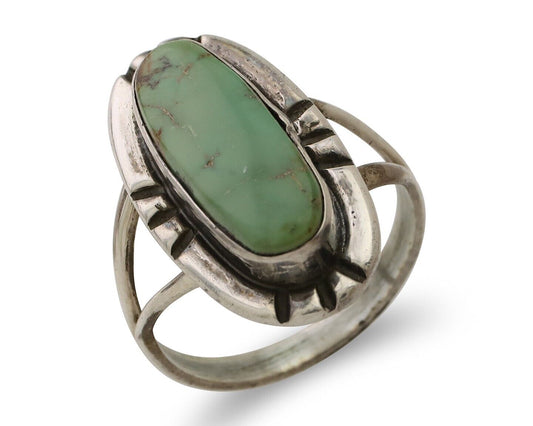 Navajo Handmade Ring 925 Silver Green Turquoise Artist Signed Kachina C.80's