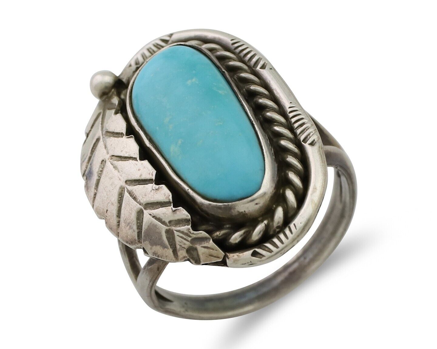 Navajo Handmade Ring 925 Silver Kingman Turquoise Native American Artist C.80's