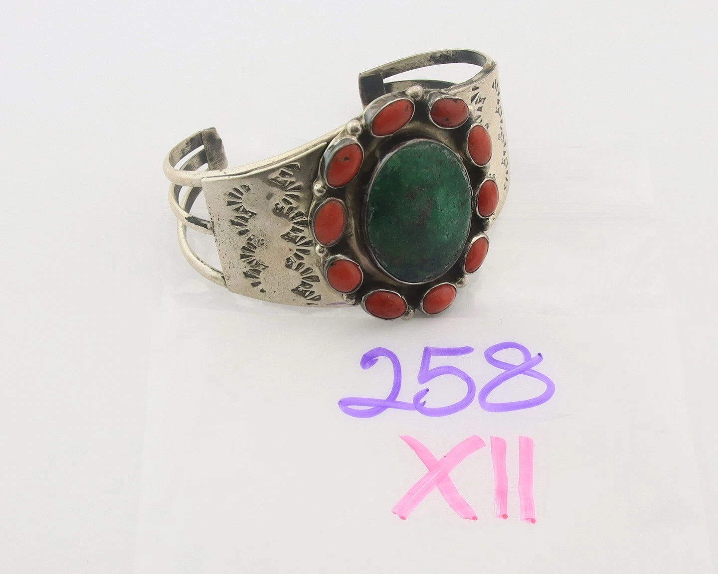 Navajo Cuff Bracelet Sterling Silver Natural Gemstone Vintage Handmade