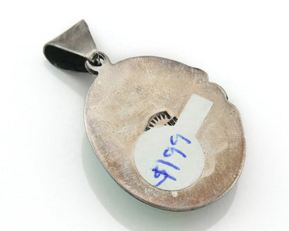 Navajo Pendant 925 Sterling Silver Natural Turquoise Vintage Signed Rabbit Stick