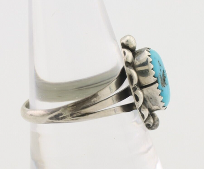 Navajo Ring 925 Silver Sleeping Beauty Turquoise Artist Signed SC C.80's