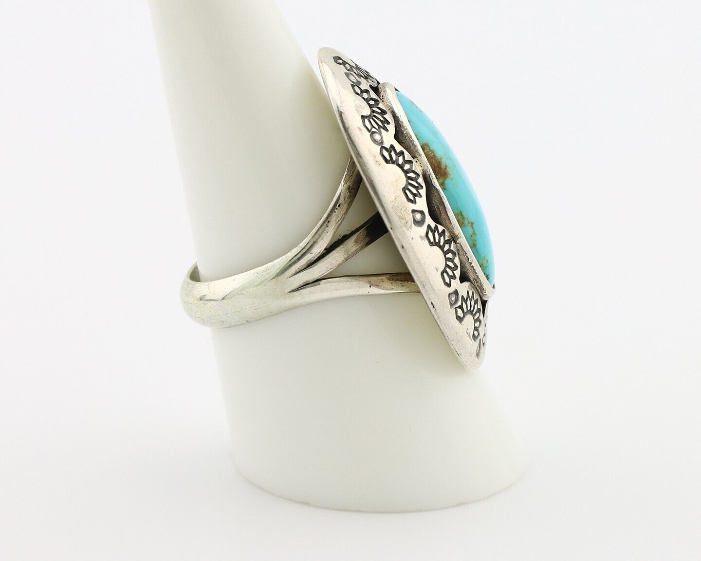 Navajo Ring 925 Silver Natural Blue Turquoise Signed M Montoya C.80's