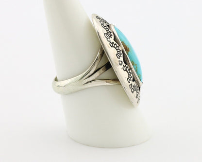 Navajo Ring 925 Silver Natural Blue Turquoise Signed M Montoya C.80's