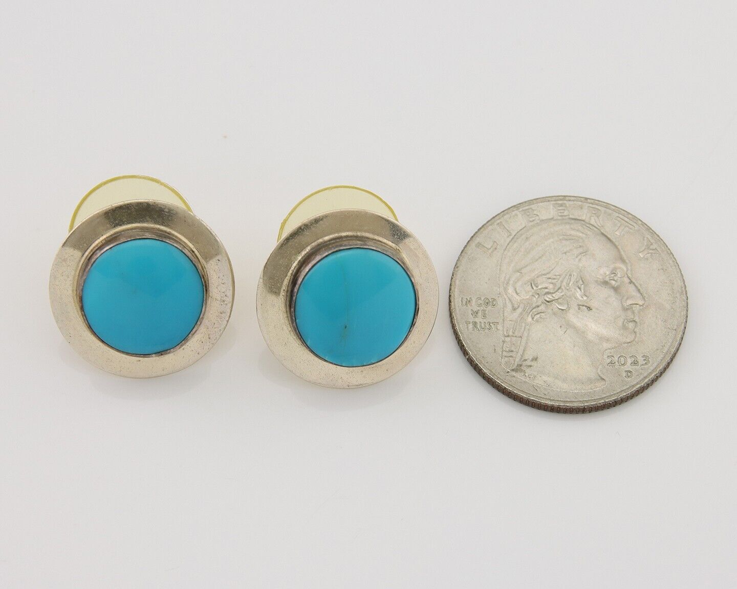 Navajo Earrings 925 Silver Blue Turquoise Native American Artist C.80's