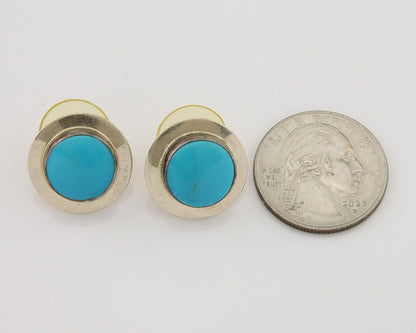 Navajo Earrings 925 Silver Blue Turquoise Native American Artist C.80's
