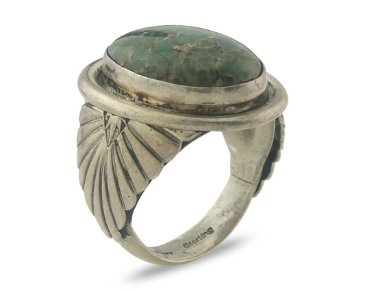 Men Navajo Ring Sterling Silver Turquoise Signed Doug Zachary Size 16.25