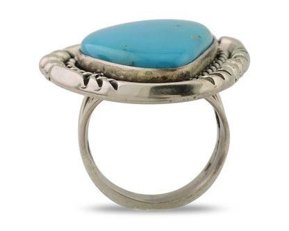 Navajo Handmade Ring 925 Silver Natural Turquoise Artist Signed Ben S C.80's