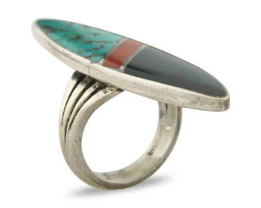 Vintage Navajo Ring 925 Sterling Silver Turquoise Handmade Size 4.75