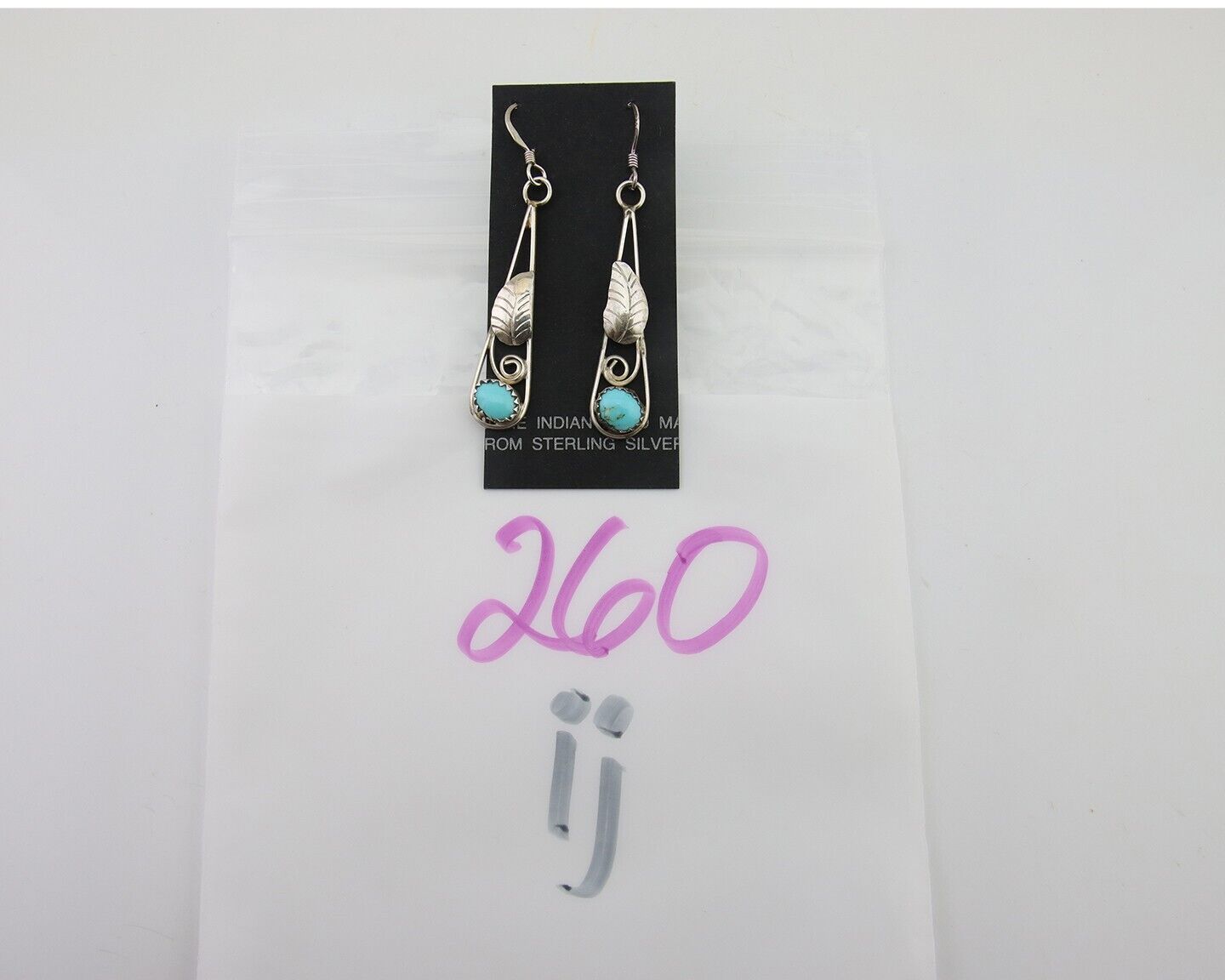 Navajo Dangle Earrings 925 Silver Natural Blue Turquoise Artist Signed JB C.80's
