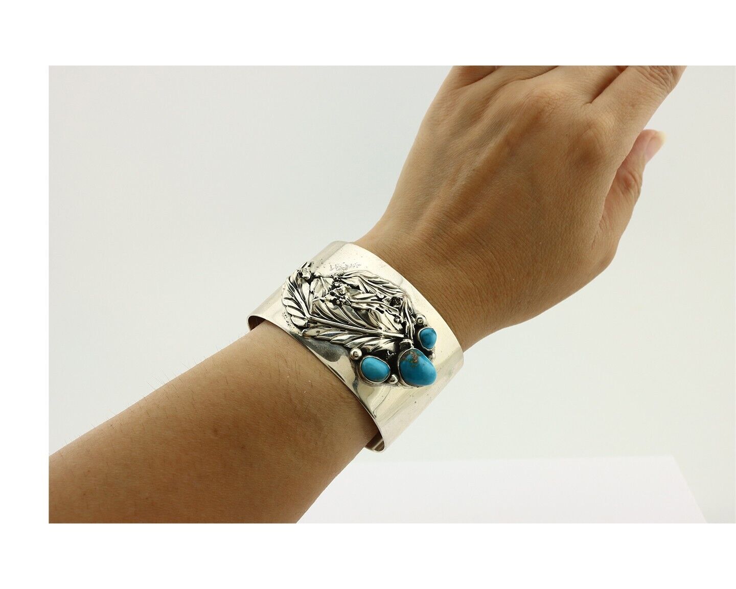 Navajo Bracelet 925 Silver Natural Blue Turquoise Signed David Zachary C.80's
