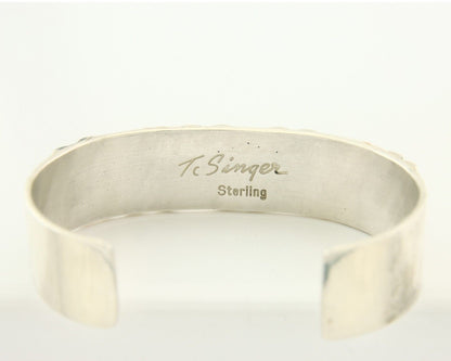 Navajo Bracelet Gold & 925 Silver Handmade 16 mm Wide Signed Thomas Singer C80s