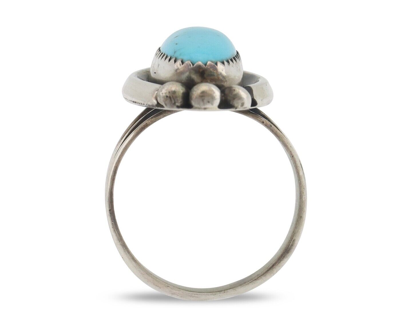 Navajo Ring .925 Silver Sleeping Beauty Turquoise Signed SkyStone Creations C80s