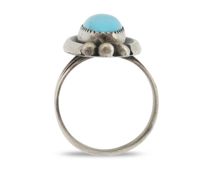 Navajo Ring .925 Silver Sleeping Beauty Turquoise Signed SkyStone Creations C80s