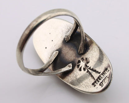 Navajo Ring 925 Silver Arizona Turquoise Artist Signed Windmill C.80's