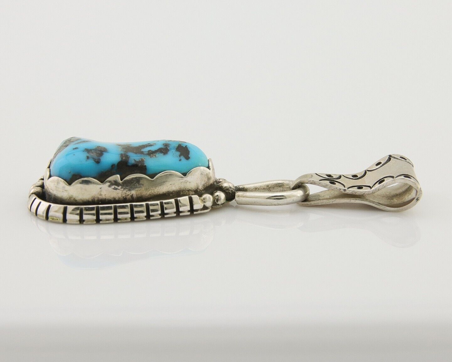 Navajo Sleeping Beauty Turquoise Pendant 925 Silver Artist Tony Guerro C.80's