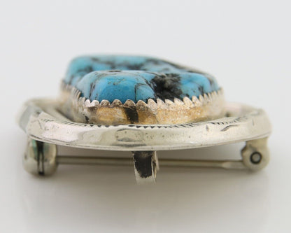 Navajo Pin Pendant 925 Silver Sea Foam Turquoise Artist Signed Hyson Craig C.80s