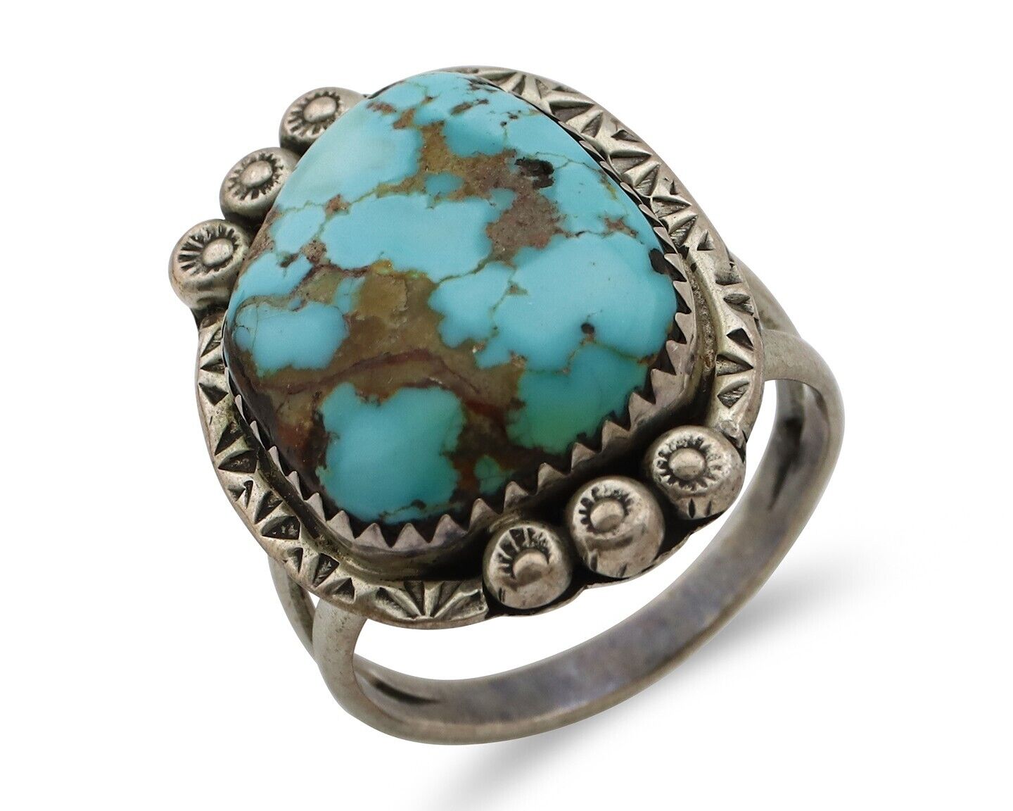 Navajo Ring 925 Silver Blue Turquoise Artist Signed Roy Buck C.80's
