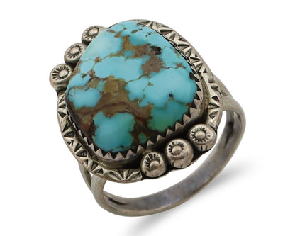 Navajo Ring 925 Silver Blue Turquoise Artist Signed Roy Buck C.80's