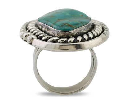 Navajo Ring 925 Silver Simi-Translucent Natural Turquoise Size 6.5 C.80's