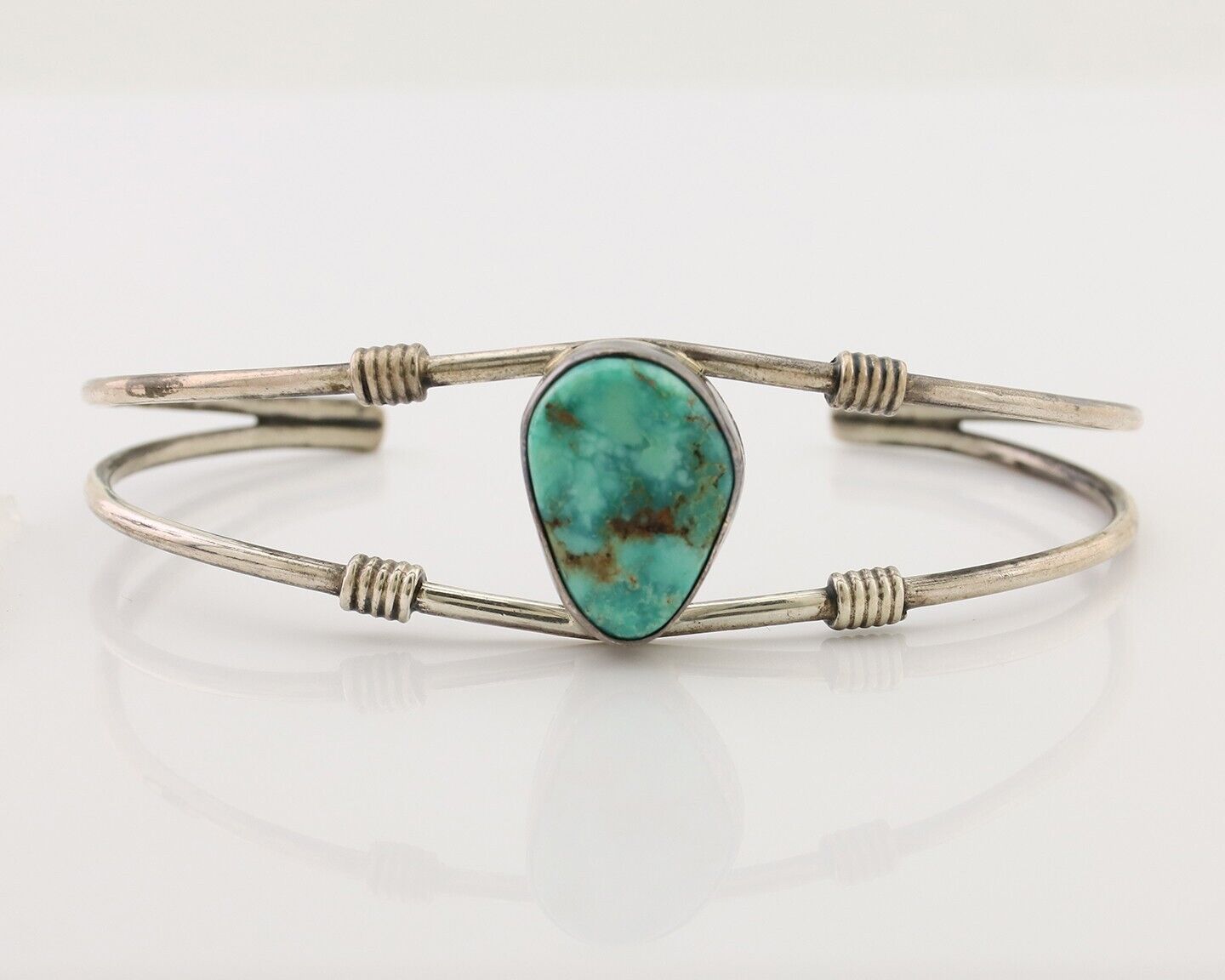 Navajo Cuff Bracelet 925 Silver Natural Blue Turquoise Native American C.80's