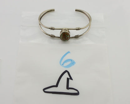Navajo Bracelet 925 Silver Natural Green Turquoise Native American C80s