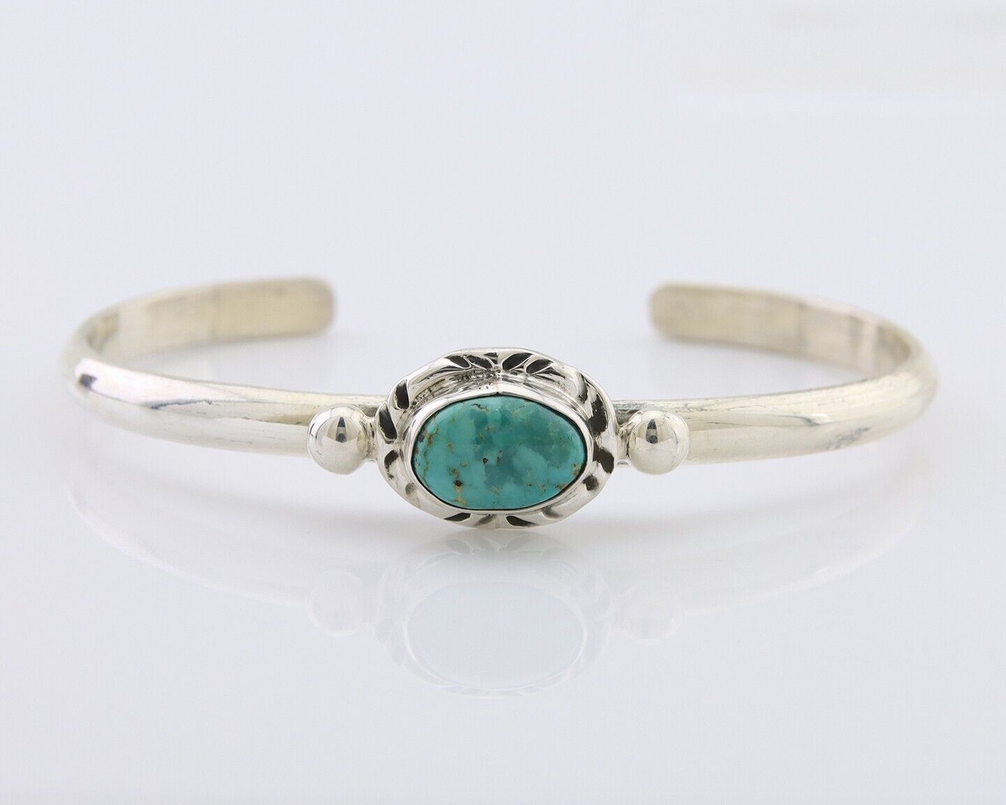 Navajo Bracelet 925 Silver Natural Turquoise Native American Artist C.80's