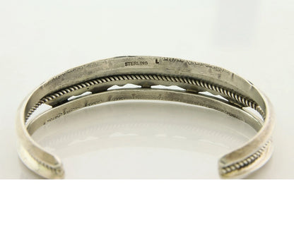 Navajo Cuff Bracelet 925 Sterling Silver Turquoise Vintage Signed Jeff Largo