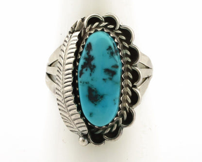 Navajo Ring .925 Silver Sleeping Beauty Turquoise Native American Artist C.80's