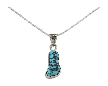 Navajo Necklace 925 Silver Natural Blue Turquoise Artist Tony Guerro C.80's