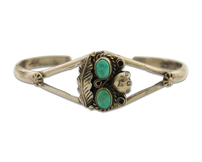 Navajo Bracelet 925 Silver Cuff Turquoise Handmade Native Artist C.80's