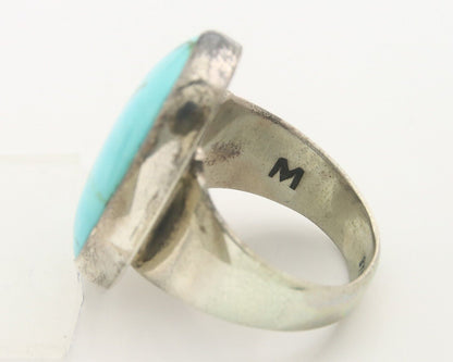 Navajo Ring 925 Sterling Turquoise Handmade Signed M Montoya C.80's Size 10