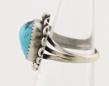 Navajo Ring 925 Silver Sleeping Beauty Turquoise Artist Signed SC C.80's