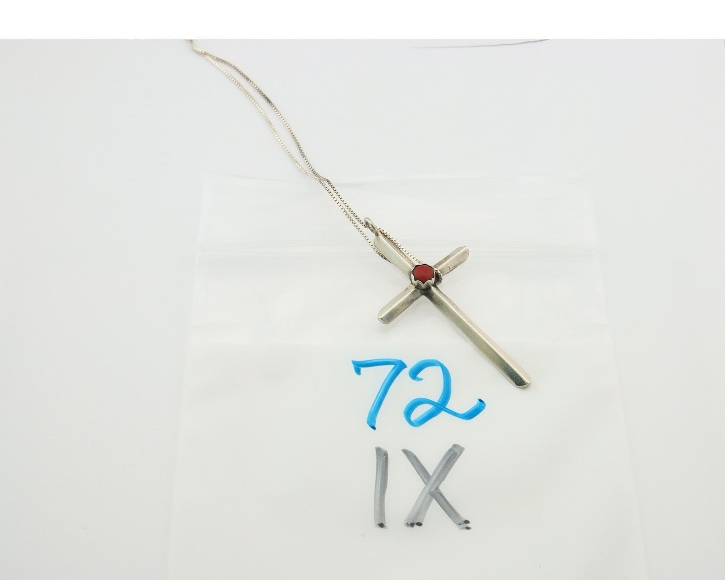 Navajo Cross Necklace Sterling Silver Snake Eye Coral Authentic Native Artist