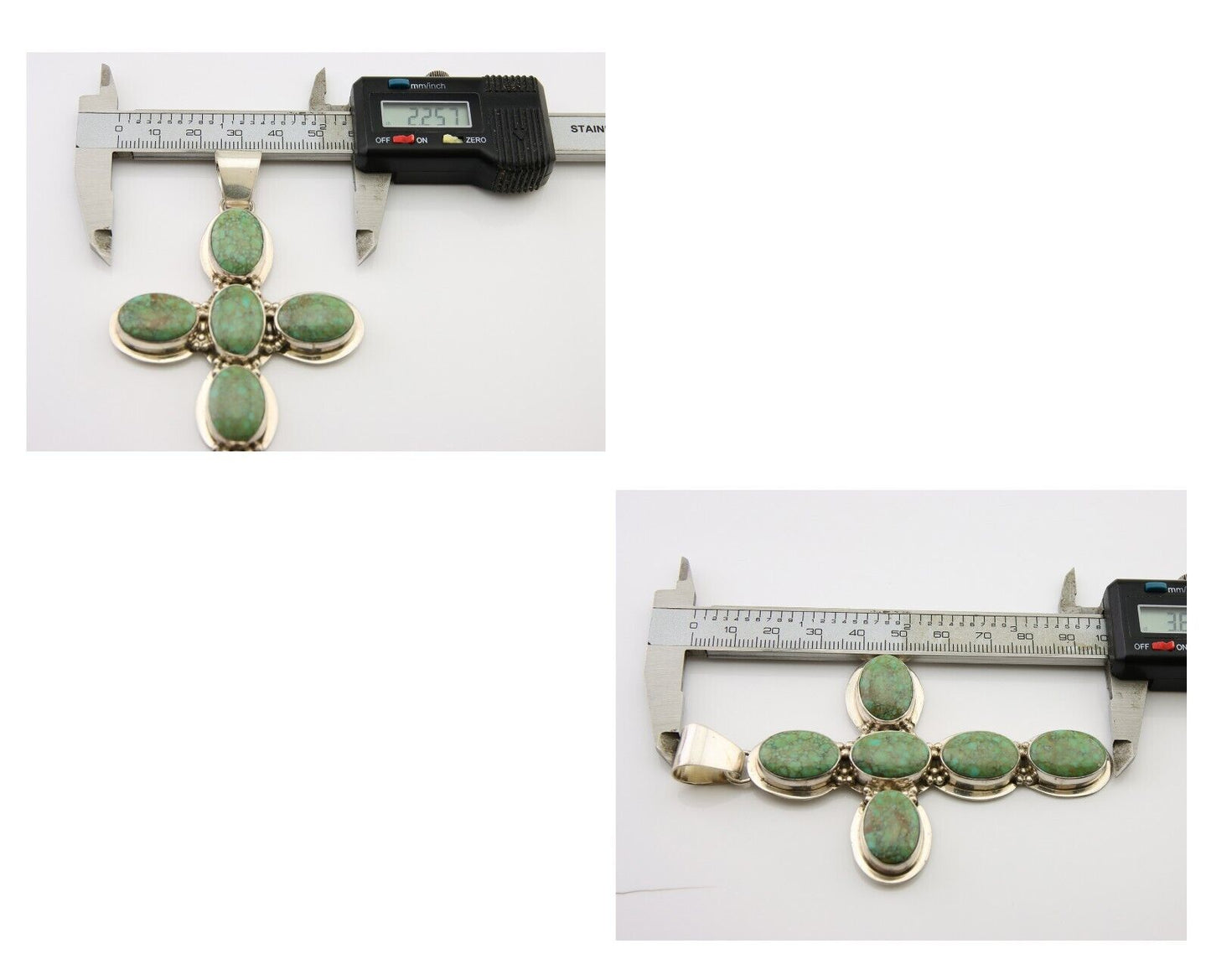 Navajo Large Pendant 925 Silver Natural Turquoise Signed Melissa Yazzie C.80's