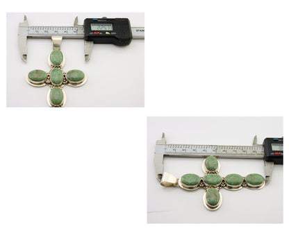 Navajo Large Pendant 925 Silver Natural Turquoise Signed Melissa Yazzie C.80's