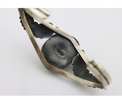 Navajo Bracelet 925 Silver Sleeping Beauty Turquoise Native American Artist C80s