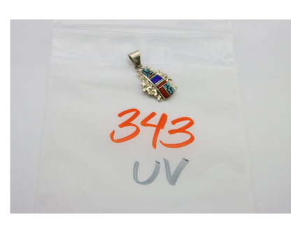 Navajo Pendant 925 Silver Natural Gemstone Handmade Native American Artist C80s