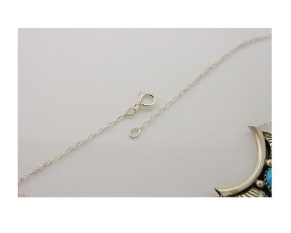 Navajo Turquoise Necklace 925 Silver Signed Eugene Belone C.80's