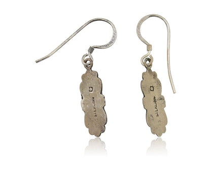 Navajo Hand Stamped Earrings 925 Silver Natural Turquoise Native Artist C.80's