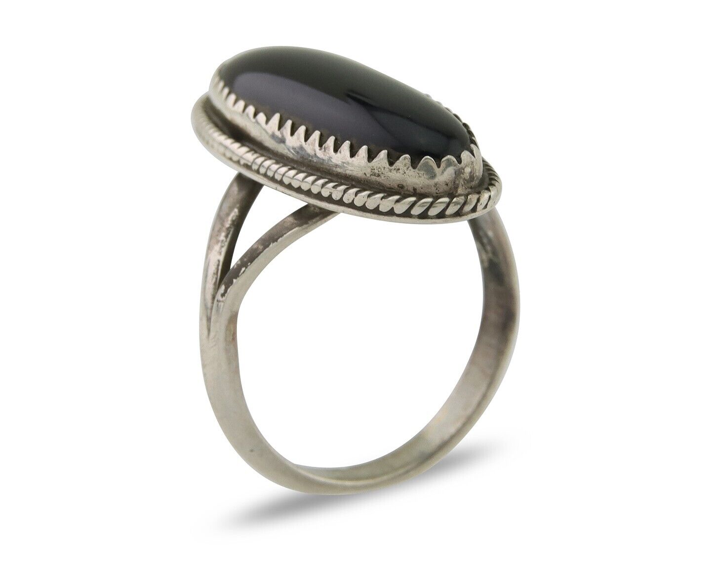 Navajo Handmade Ring 925 Silver Black Onyx Native American Artist C.80's