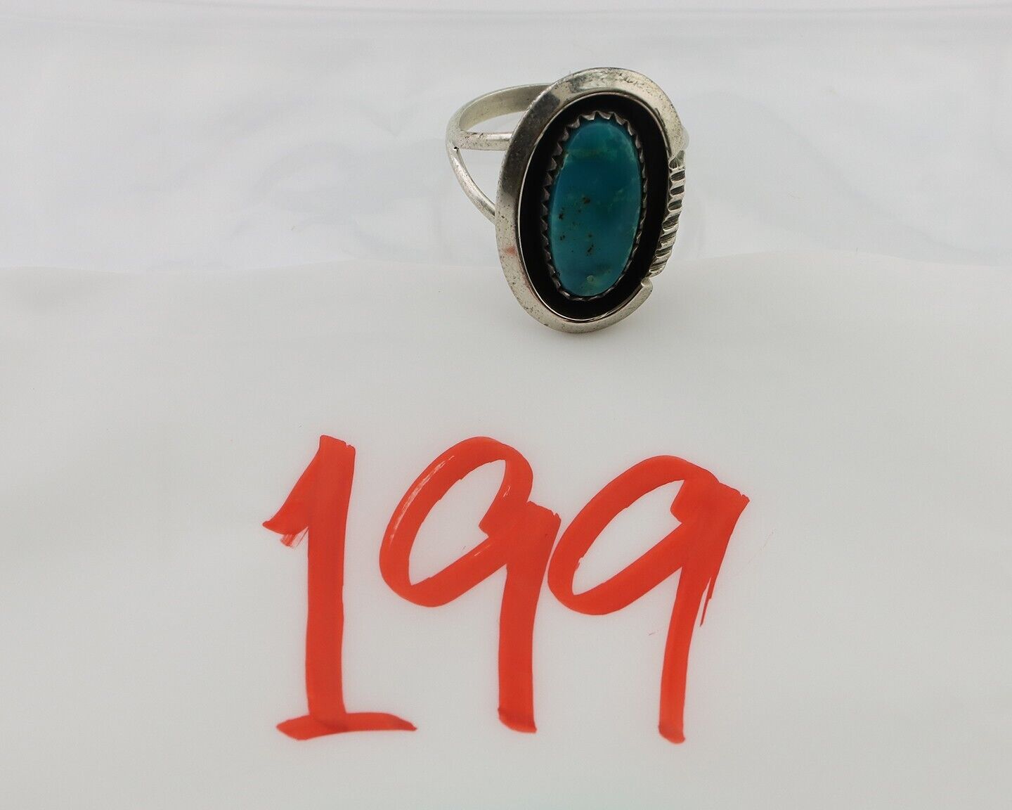 Navajo Ring 925 Silver Natural Turquoise Native American Artist C.80's