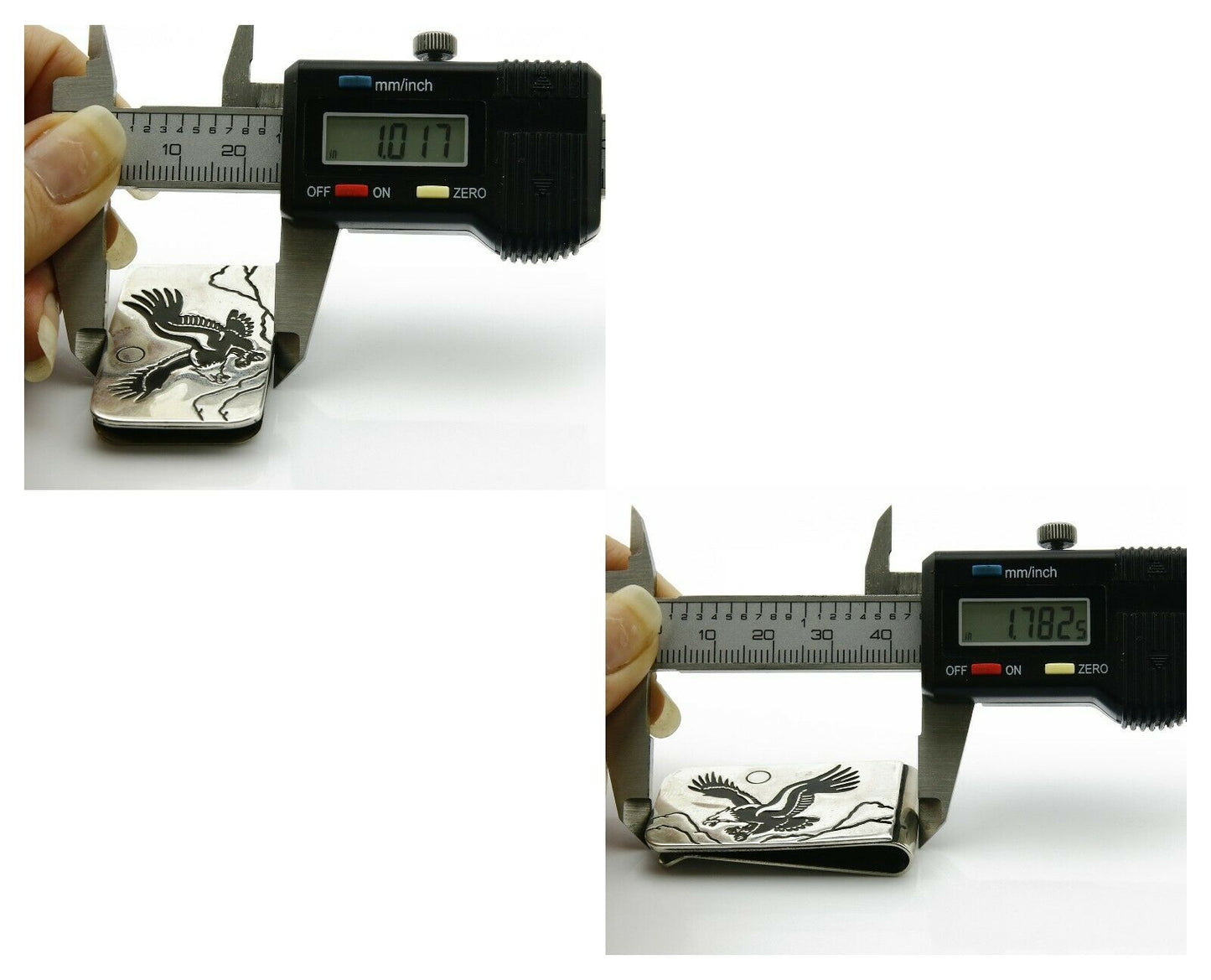 Navajo Money Clip .925 Silver & Nickle Hand Stamped Artist Native C.80-90's