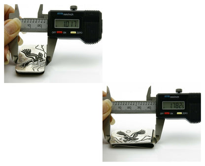 Navajo Money Clip .925 Silver & Nickle Hand Stamped Artist Native C.80-90's