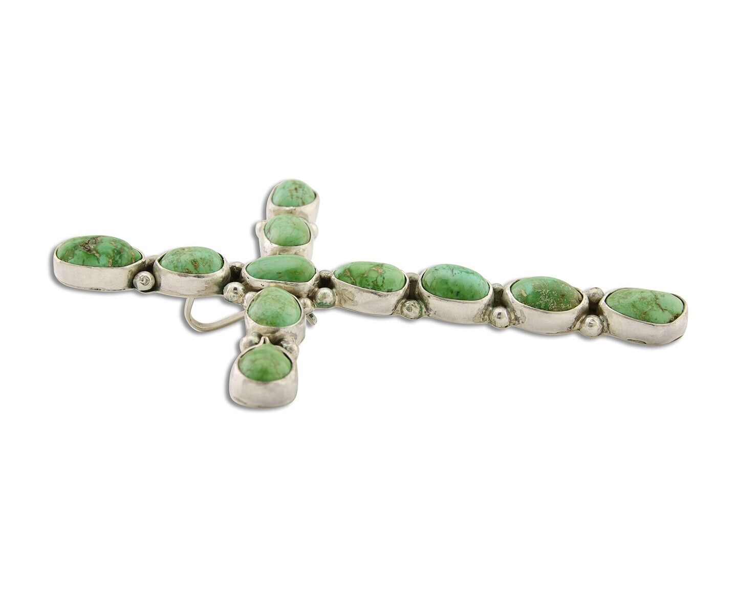 Navajo Cross Handmade Pendant 925 Silver Turquoise Artist Signed Russel Sam C80s