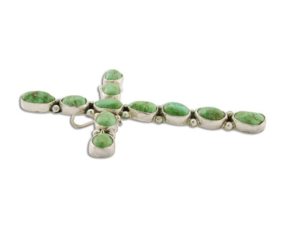 Navajo Cross Handmade Pendant 925 Silver Turquoise Artist Signed Russel Sam C80s