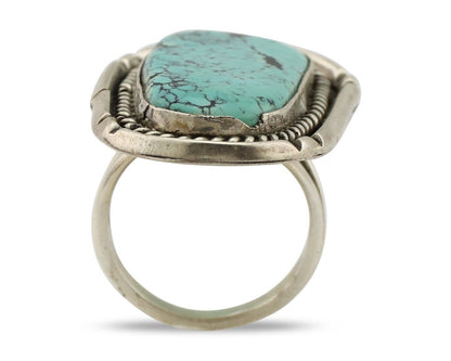 Navajo Ring 925 Silver Spiderweb Turquoise Native American Artist C.80's