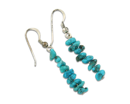 Navajo Dangle Earrings 925 Silver Natural Turquoise Native American Artist C80s